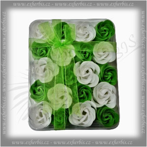 Dárkové Mýdlové květy 20 ks zelená-bílá
