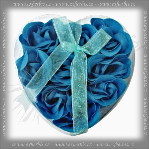 Dárkové Mýdlové květy 9 ks Srdce Modré