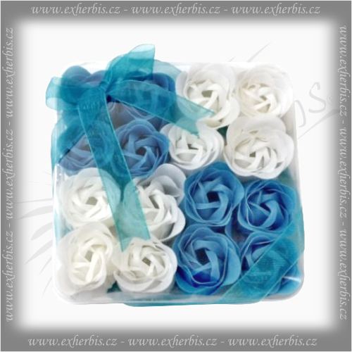 Dárkové Mýdlové květy 16 ks modrá-bílá