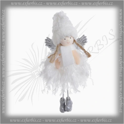 Ex Herbis AHDL Vánoční závěsný anděl 17 cm bílý