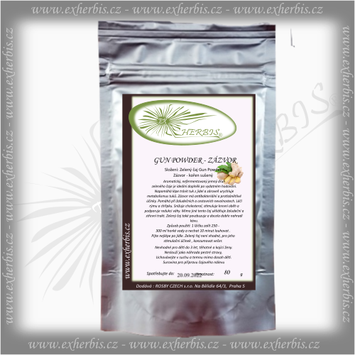 Zelený čaj - Gun Powder/ Zázvor 80 g Ex Herbis
