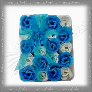 Dárkové Mýdlové květy 20 ks modrá-bílá