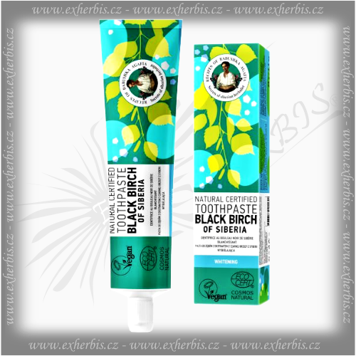 Agafea Vegan certifikovaná zubní pasta - Černá sibiřská bříza - Bělicí 85 g