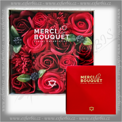 Merci Bouquet Luxusní Červené Růže Dárkový box 15 x 15 cm