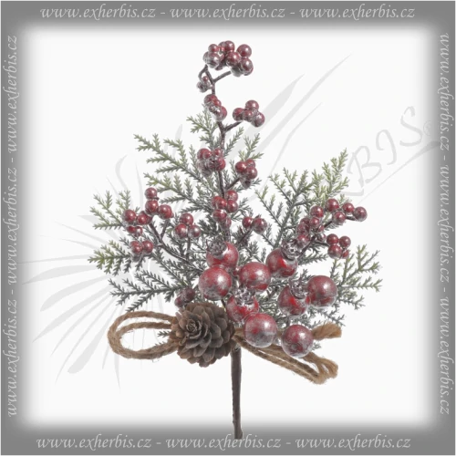 Ex Herbis AHDL Zápich větvička s bobulemi zimní červená 26 cm
