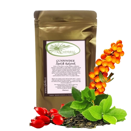 Zelený čaj - Gunpowder Šípek & Rakytník 100 g Ex Herbis